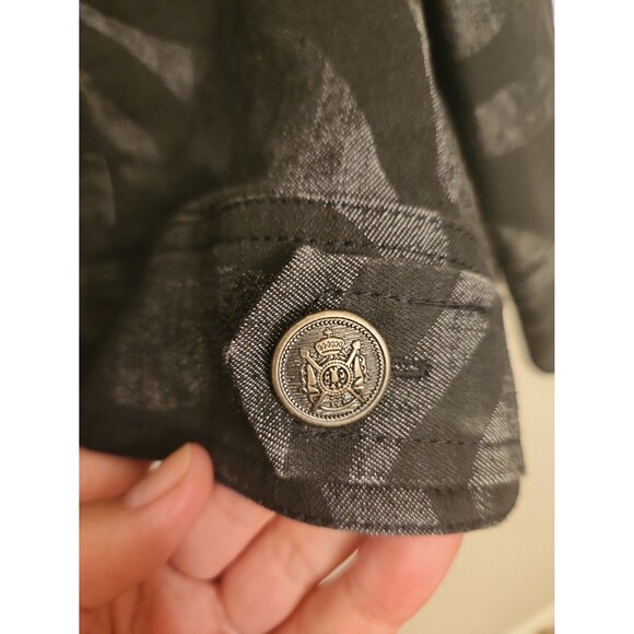 Sandro Petite Black & Gray Zebra-Print Buttoned Jacket 3/4 Sleeves Size PL - Picture 9 of 10